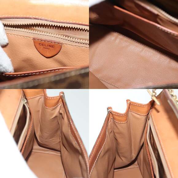 CELINE Macadam Canvas Hand Bag Pvc Leather Brown Gold - Picture 12 of 13